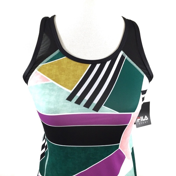 Fila Sport Crisscross Open Back Tank Top Small Geometric Multi-Color - Picture 2 of 7
